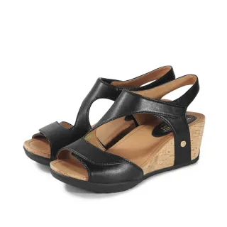 【bussola】Nice 簡約質感羊皮低跟楔型涼鞋(黑色)