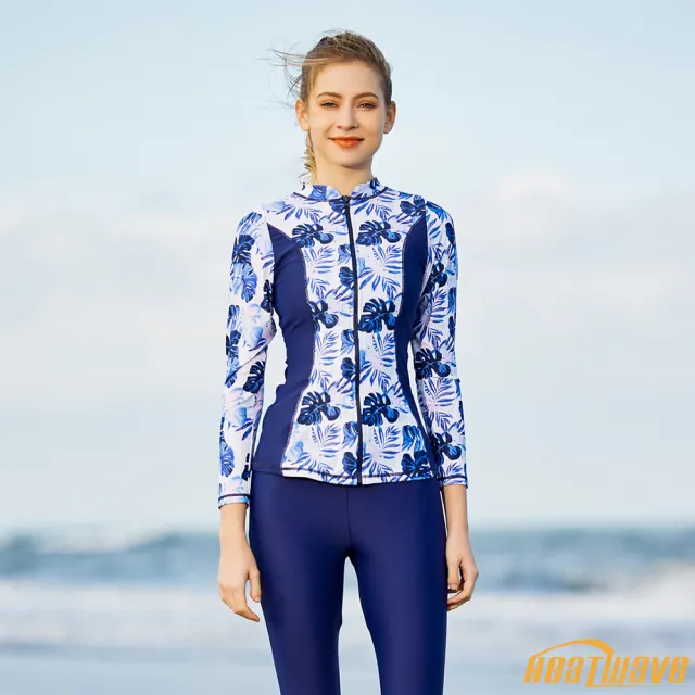 【Heatwave 熱浪】衝浪服兩件式泳裝新款水母衣長袖長褲兩截式游泳衣保守大碼防曬潛水衣服夏(83253/M-3XL)