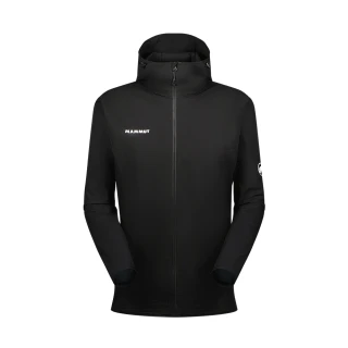 【Mammut 長毛象】GRANITE SO Hooded Jacket AF Men 防潑水軟殼連帽外套 黑色/白色 男款 #1011-00322