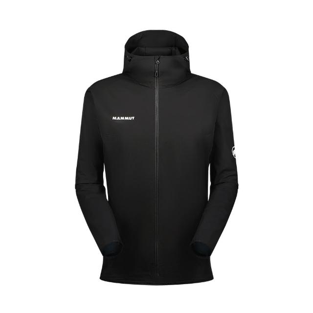 【Mammut 長毛象官方直營】GRANITE SO Hooded Jacket AF 防潑水軟殼連帽外套 黑色/白色 男款 #1011-00322