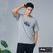 【JEEP】男裝 吉普車圖騰LOGO短袖T恤(灰色)
