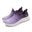 【SKECHERS】休閒鞋 Arch Fit 2.0 女鞋 紫 白 緩震 支撐 輕量 無鞋帶 健走鞋(150055-PUR)