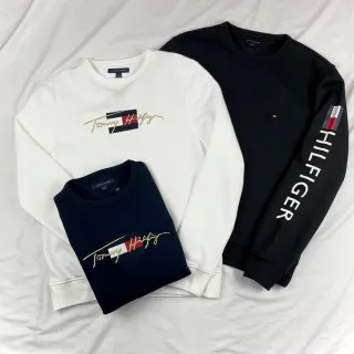 【Tommy Hilfiger】大學T 刷毛 立體刺繡logo 湯米 長袖 長T 縮口  平輸品(長袖9687)