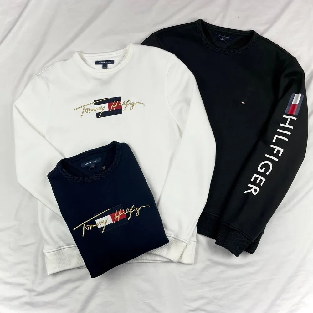 【Tommy Hilfiger】大學T 刷毛 立體刺繡logo 湯米 長袖 長T 縮口  平輸品(長袖9687)