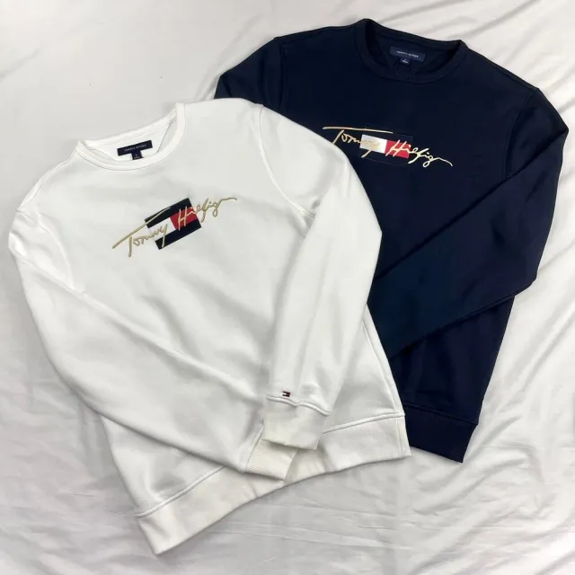【Tommy Hilfiger】大學T 刷毛 立體刺繡logo 湯米 長袖 長T 縮口  平輸品(長袖9687)