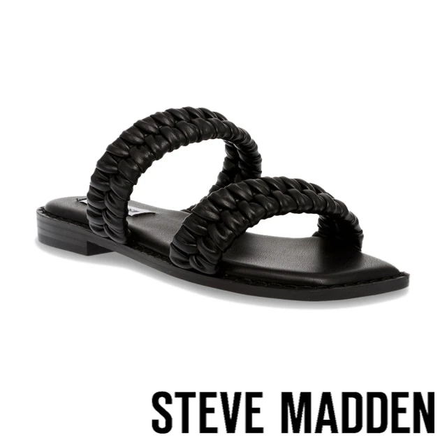 STEVE MADDEN SEELEY 編織雙帶拖鞋(黑色)