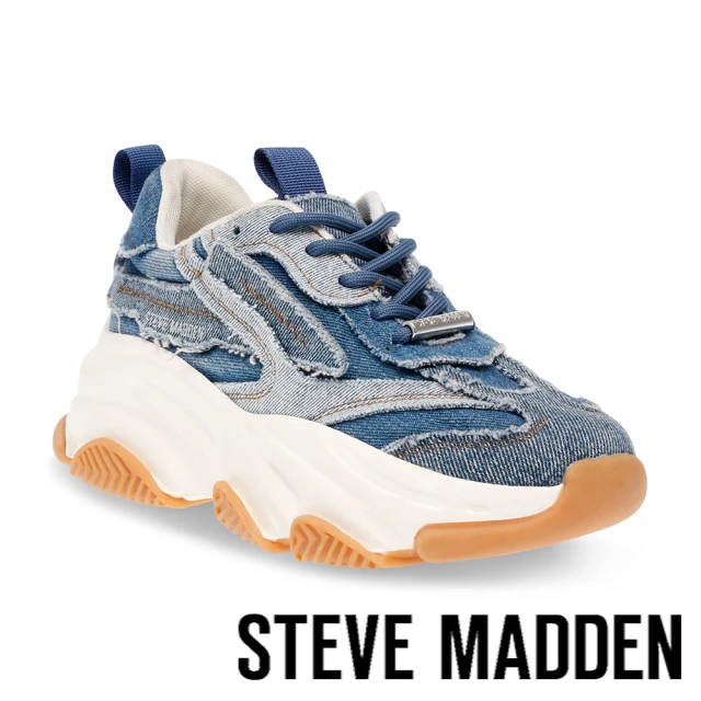 STEVE MADDEN POSSESSION-E 拼接牛仔布厚底休閒鞋(藍色)