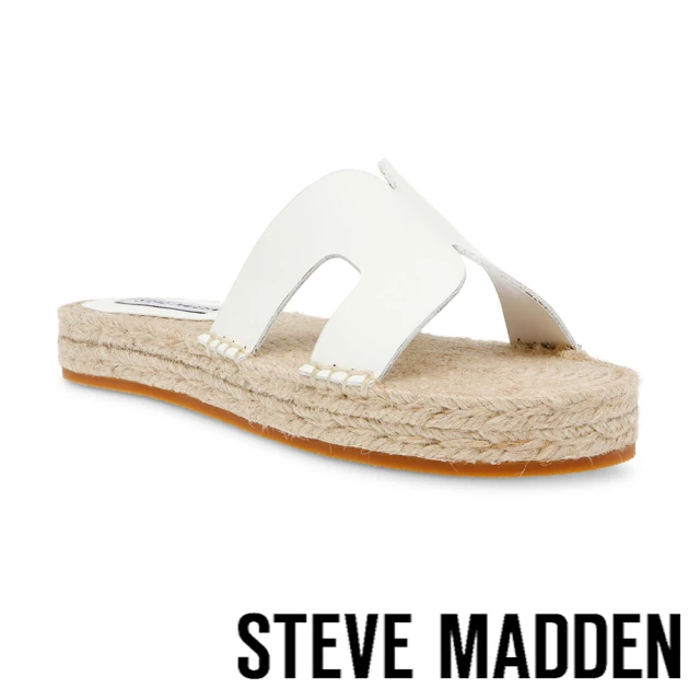 STEVE MADDENSTEVE MADDEN CHEER UP H字麻料草編拖鞋(白色)