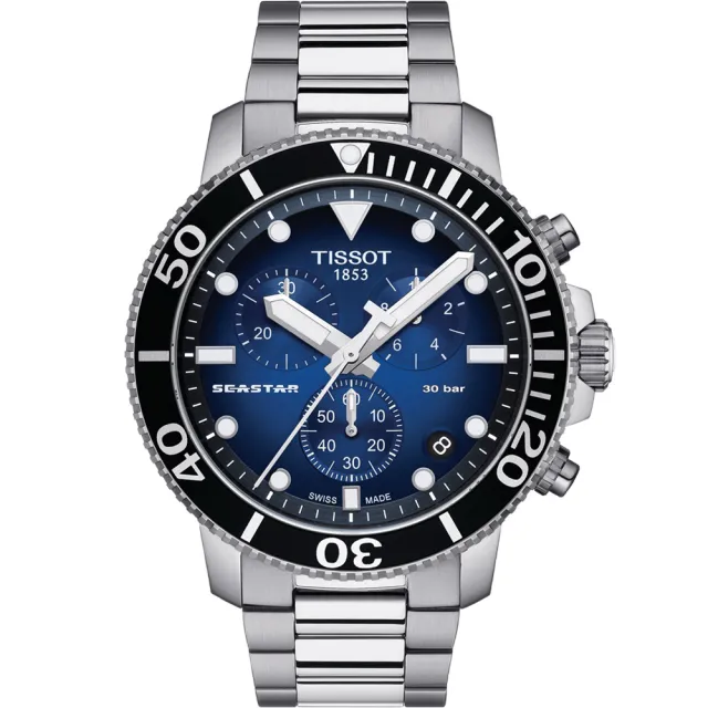 【TISSOT 天梭 官方授權】Seastar 海星 男錶 潛水錶 手錶 母親節 禮物(T1204171104101.T1204171109101)