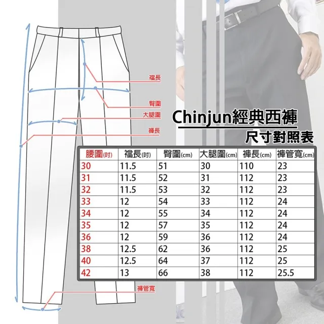【CHINJUN】正統西裝褲 100%免燙 平面 秋冬款 直筒  上班 正式