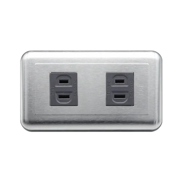 【朝日電工】工業風白鐵組合式雙插座組+1P鋁明盒(插座組+明盒)