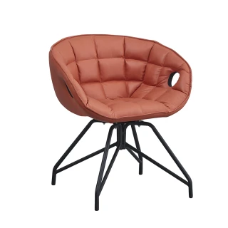 【AT HOME】橘色科技布休閒轉椅/餐椅  現代新設計(蘇菲亞)