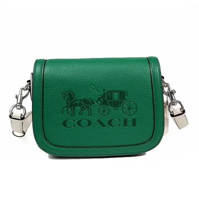 COACHCOACH 馬車LOGO皮革翻蓋迷你斜背包