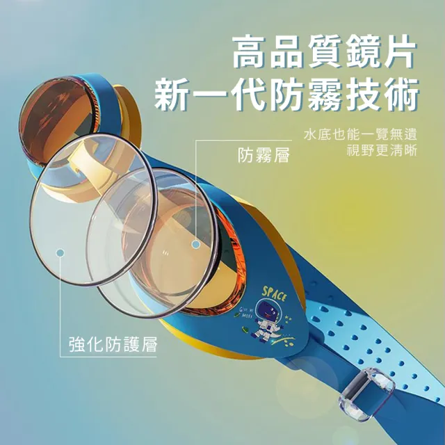 【Friyu】防水防霧高清兒童泳鏡+卡通泳帽套組 男童女童游泳護目鏡 游泳用品 游泳帽 游泳裝備