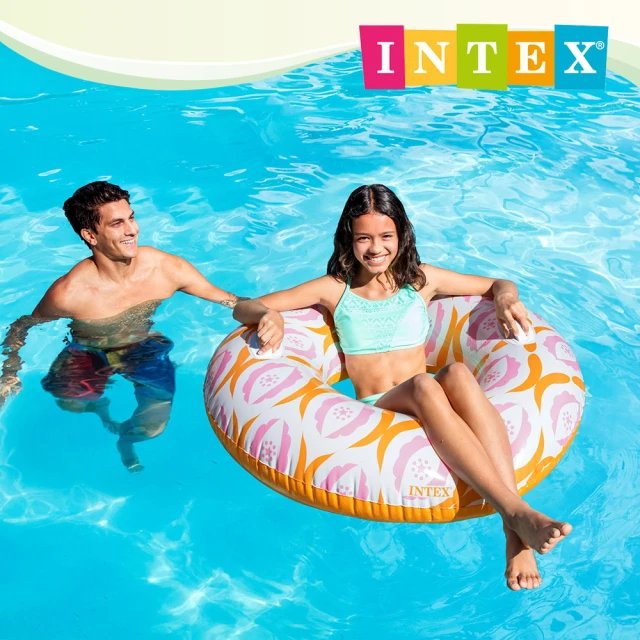 【INTEX】永恆花紋帶扶手游泳圈直徑114cm 適9歲+ 3款可選(56269)