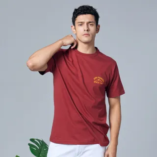 【JEEP】男裝 品牌LOGO山岳圖騰短袖T恤(紅色)