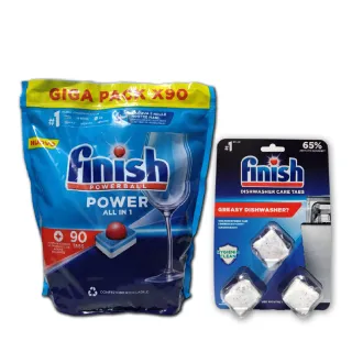 【FINISH】洗碗機專用洗碗錠-90顆All in 1-原味送洗碗機體清潔錠-3顆(平輸品)