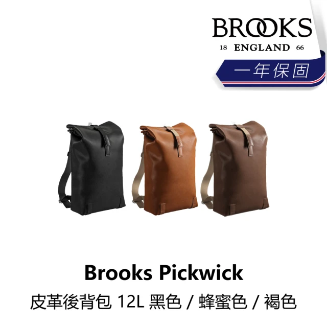 BROOKS Pickwick 皮革後背包 12L 黑色/蜂蜜色/褐色(B2BK-32X-XXPWLN)