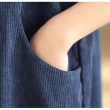 【ACheter】休閒背帶連身裙復古燈芯絨時尚寬鬆大碼A字背心洋裝#121015(黑/藍/藏青)