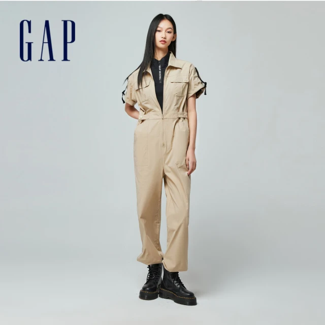 GAP 女裝 鬆緊工裝褲-黑色(480006)品牌優惠