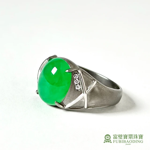 Fubibaoding jeweler 富璧寶鼎珠寶 烏金冰種翡翠蛋面男戒(天然A貨 冰種翡翠 父親節 國際圍#16.5)