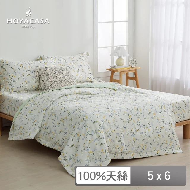 HOYACASA 禾雅寢具 100%精梳棉兩用被床包組-奶油
