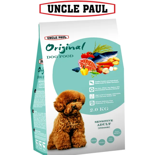 【UNCLE PAUL】保羅叔叔田園生機狗食 2kg 低敏成犬 室內犬(成犬 老犬 熟齡犬 狗飼料 寵物飼料)
