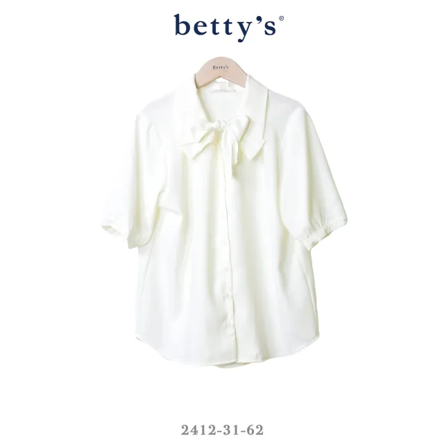 【betty’s 貝蒂思】領口蝴蝶結雪紡短袖襯衫(共二色)