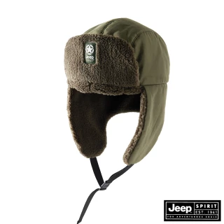 【JEEP】品牌LOGO異材質拼接雷鋒帽(綠色)