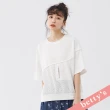 【betty’s 貝蒂思】率性拉鍊口袋格紋拼接寬版T-shirt(白色)