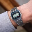 【CASIO 卡西歐】A158WA-1DF 復古 微光照明 鬧鈴碼錶 不鏽鋼 中性 方形 電子錶 腕錶 33.2mm(全自動日曆)