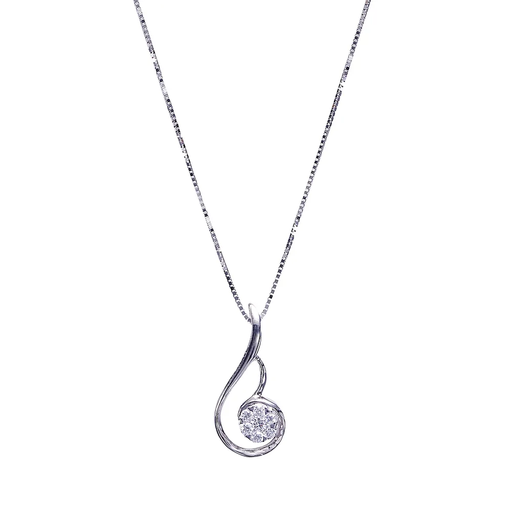 【法蝶珠寶】18K鑽石項鍊 無邊鑲經典水滴造型(1.7X0.8公分)