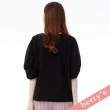 【betty’s 貝蒂思】雪紡百摺澎澎袖T-shirt(黑色)