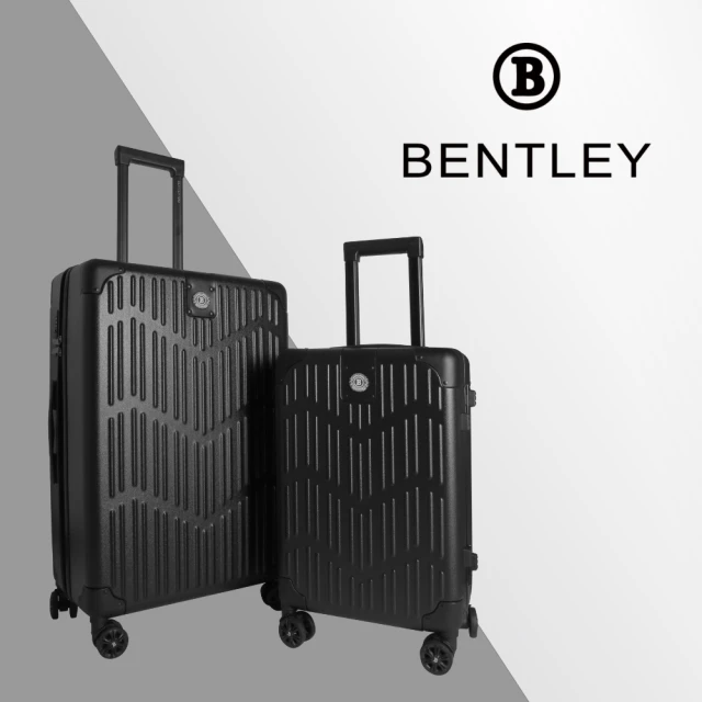 Bentley 賓利 26吋+20吋 PC+ABS 輕量家徽行李箱 二件組-暗夜黑