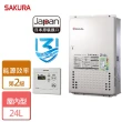 【SAKURA 櫻花】日本進口智能恆溫熱水器24L(SH-2480 NG1/LPG FE式-含基本安裝)