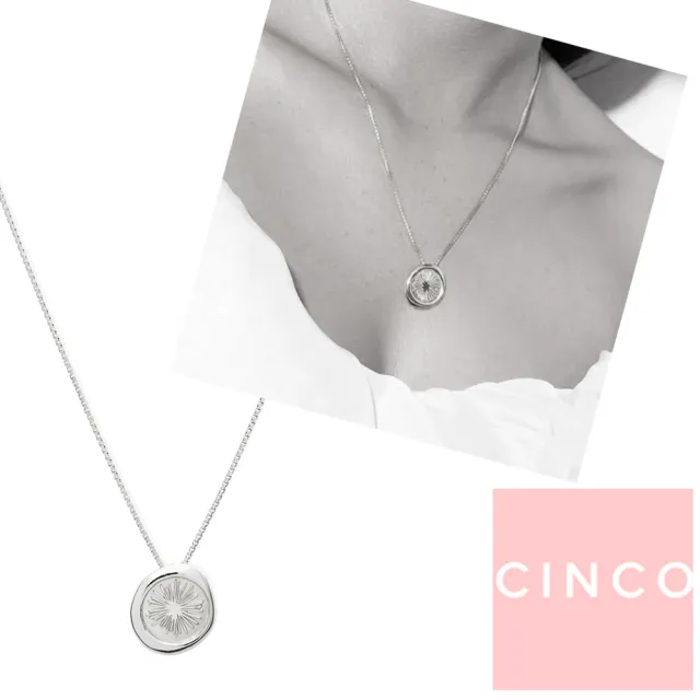 【CINCO】葡萄牙精品 EMMA NECKLACE 925純銀 光芒硬幣項鍊 滑球可調式設計(925純銀)