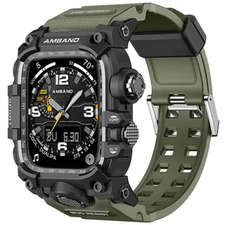 【Amband】Apple Watch 專用保護殼 ☆ M3 美國鋼鐵特攻軍規 軍綠TPU 錶帶(45mm - Apple Watch 9 / 8 / 7)