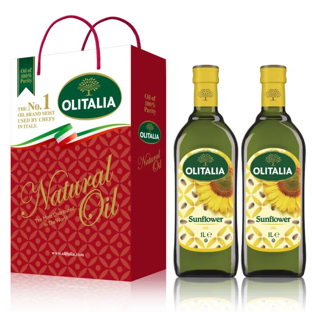 【Olitalia 奧利塔】葵花油1000mlx4瓶(+純橄欖油500mlx4瓶-禮盒組)