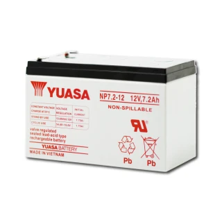 【湯淺】YUASA湯淺 NP7.2-12閥調密閉式鉛酸電池-12V7Ah(UPS 專用電池 密閉式鉛酸電池)