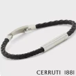 【Cerruti 1881】限量2折 經典編織不銹鋼吊牌手環 全新專櫃展示品(CB6101 黑色)