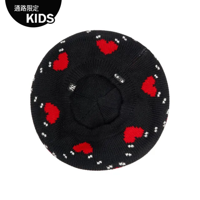 【MLB】童裝 針織貝蕾帽 童帽 Heart系列 紐約洋基隊(7AHTH0326-50BKS)