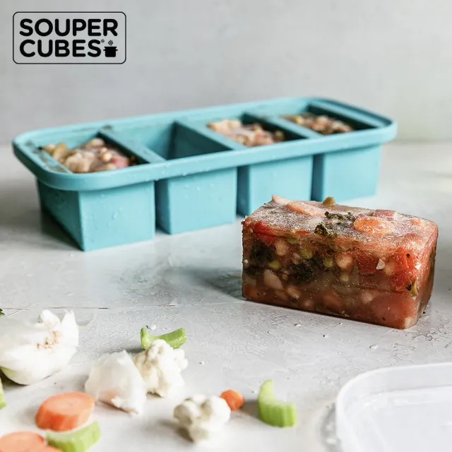 【Souper Cubes】多功能食品級矽膠保鮮盒-二色可選4格250ML/格(副食品分裝盒/製冰盒/嬰兒副食品)