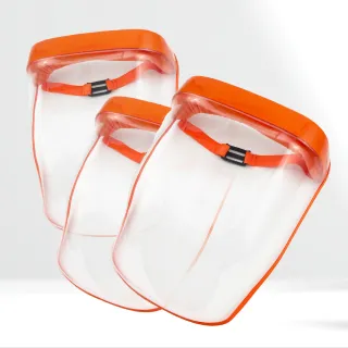 【Orange Plus 悅康品家】盾牌面罩 3入組(防飛沫面罩 輕便型安全透明防護面罩 頭戴式保護罩 除草護目鏡)