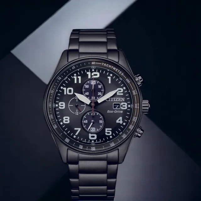 【CITIZEN 星辰】光動能 三眼計時腕錶-42.5mm(CA0775-79E)