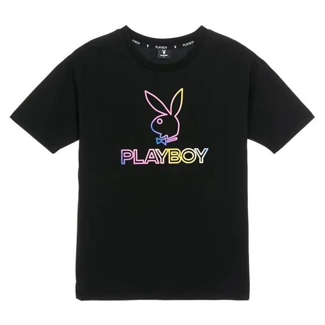 【PLAYBOY】前後字母個性印刷長上衣(黑色)