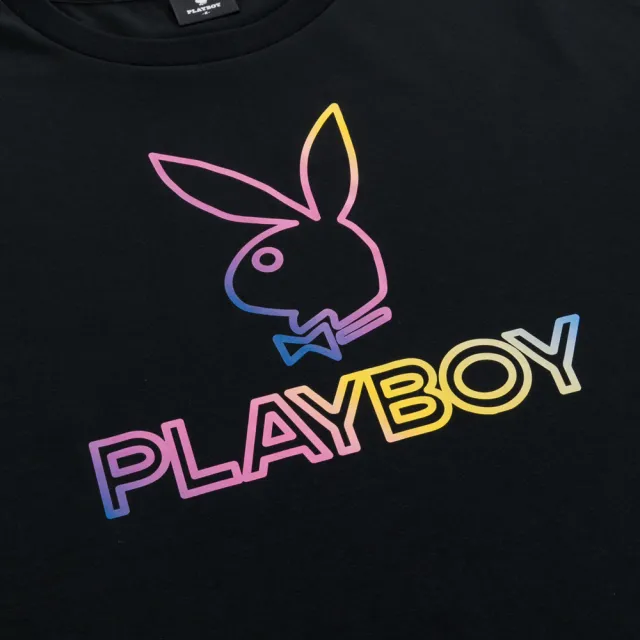 【PLAYBOY】前後字母個性印刷長上衣(黑色)