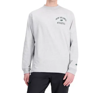 【NEW BALANCE】NB 學院風LOGO長袖上衣_MT33552AG_男性_灰色(美版 版型偏大)