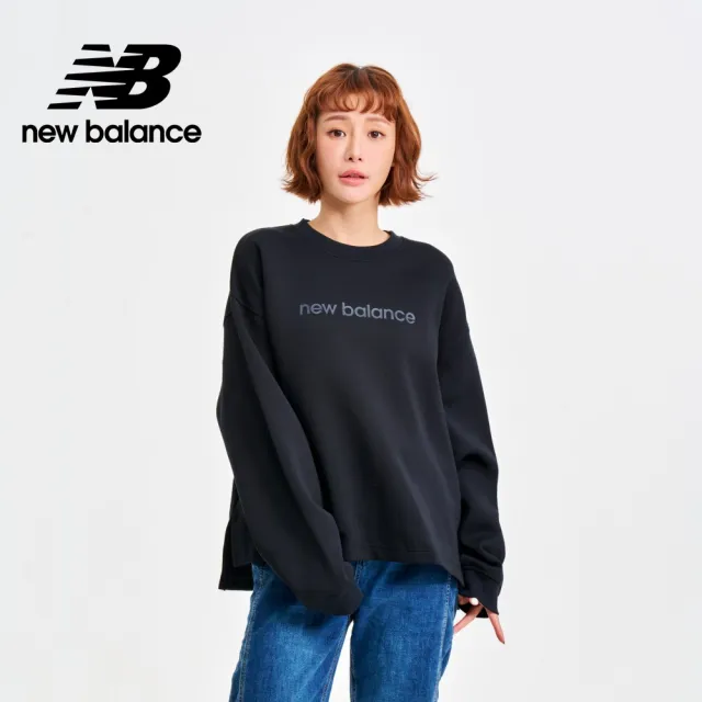 【NEW BALANCE】NB 前短後長太空棉長袖上衣_杏色/黑色_WT41556BK/WT41556LIN(美版 版型偏大)