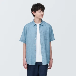 【MUJI 無印良品】男亞麻水洗短袖襯衫(共4色)