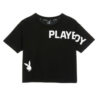 【PLAYBOY】字母印花休閒短版TEE(黑色)